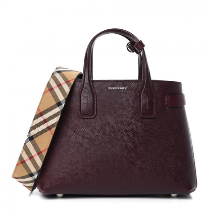 Burberry Grainy Calfskin House Check Small Banner Tote Mahogany Red 1 of 12