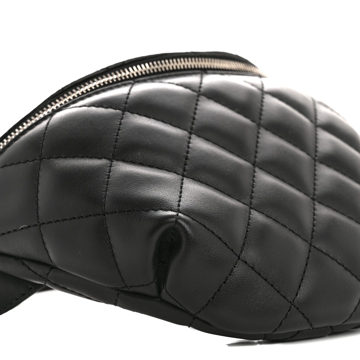 Calfskin Quilted Uniform Waist Belt Bag Black