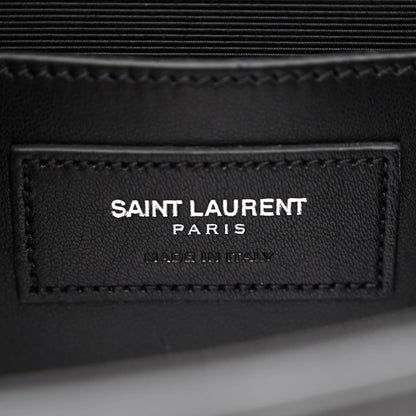 Saint Laurent Calfskin Crocodile Embossed Medium Classic Monogram Kate Tassel Satchel Black 6 of 10