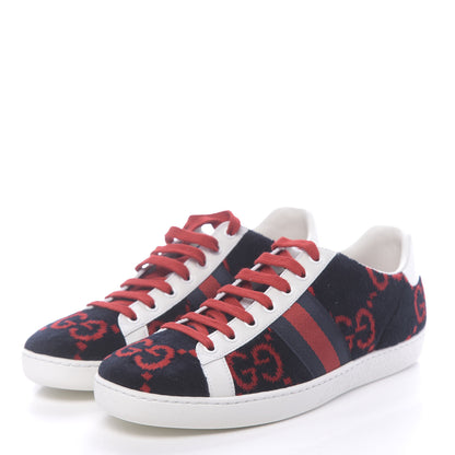 Gucci Terry Cloth GG Monogram Web Womens Ace Sneakers 39 Blue Red 3 of 10
