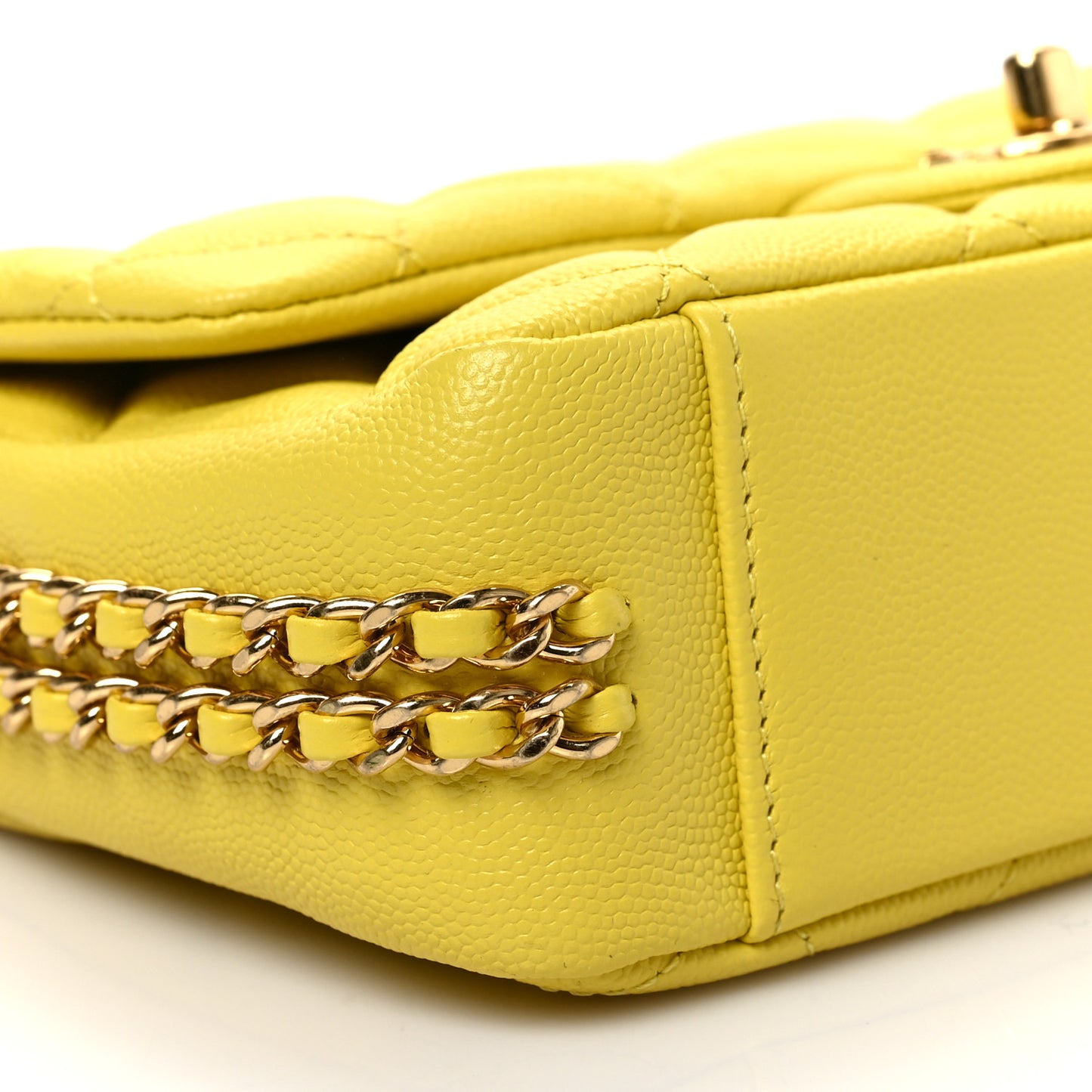 Caviar Quilted Mini CC You Flap Yellow