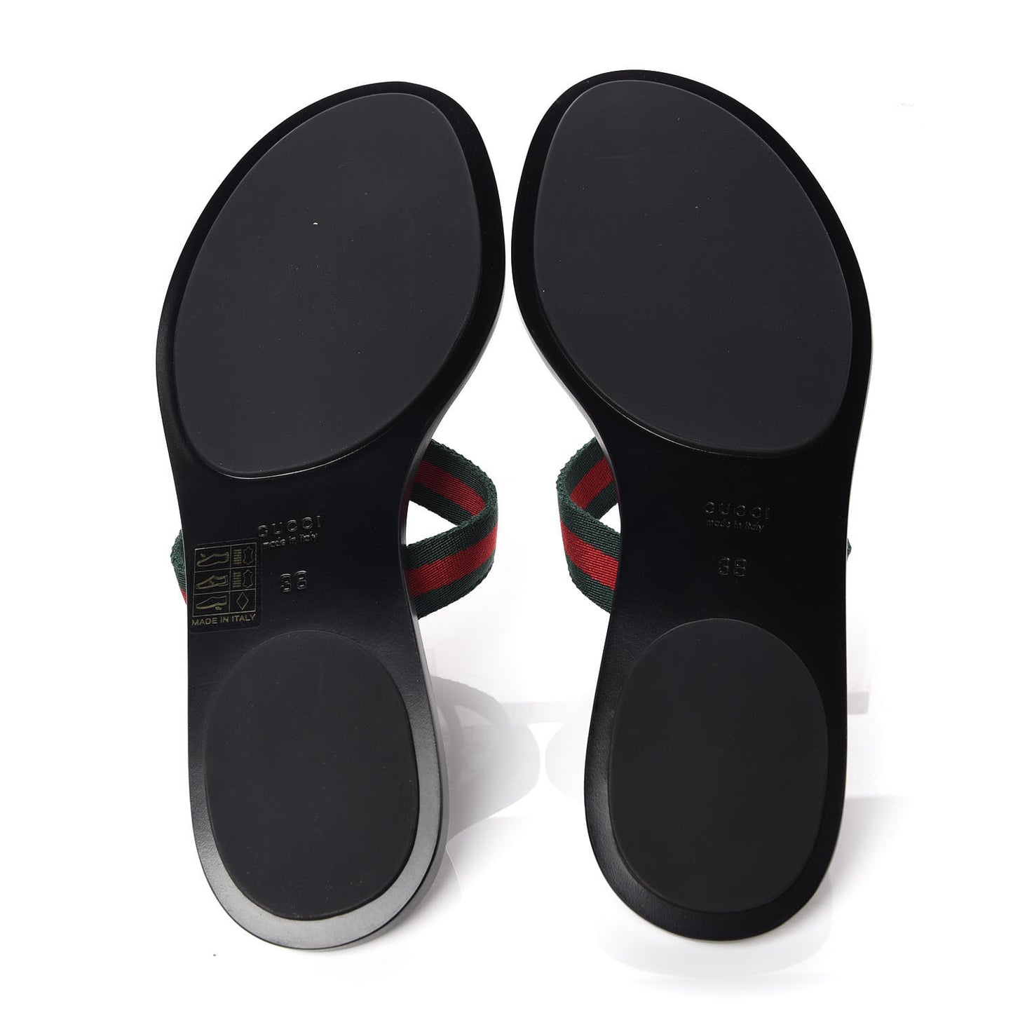 Nylon Guccissima Web Womens Thong Sandals 38 Green Red Black