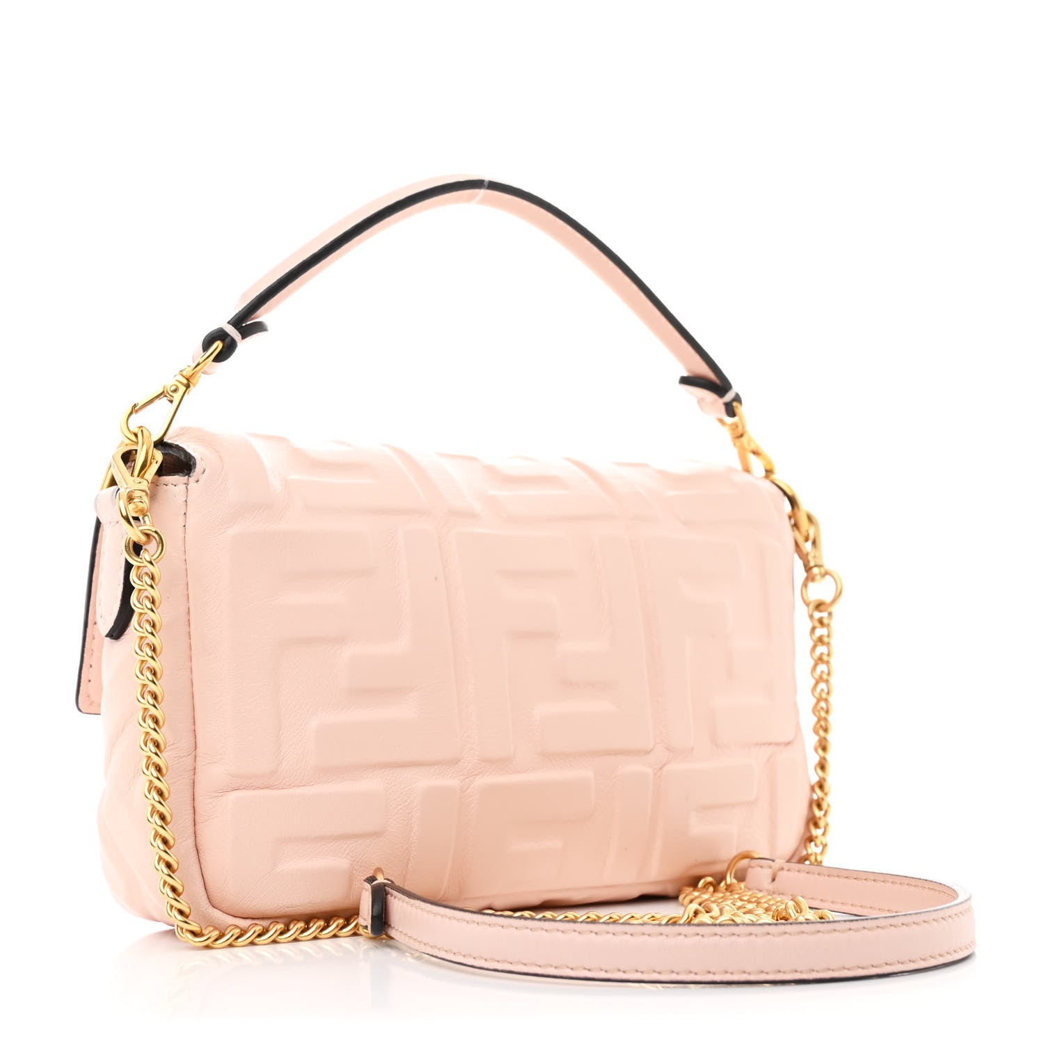Fendi Nappa FF 1974 Embossed Mini Baguette Rosa Confetto 3 of 11