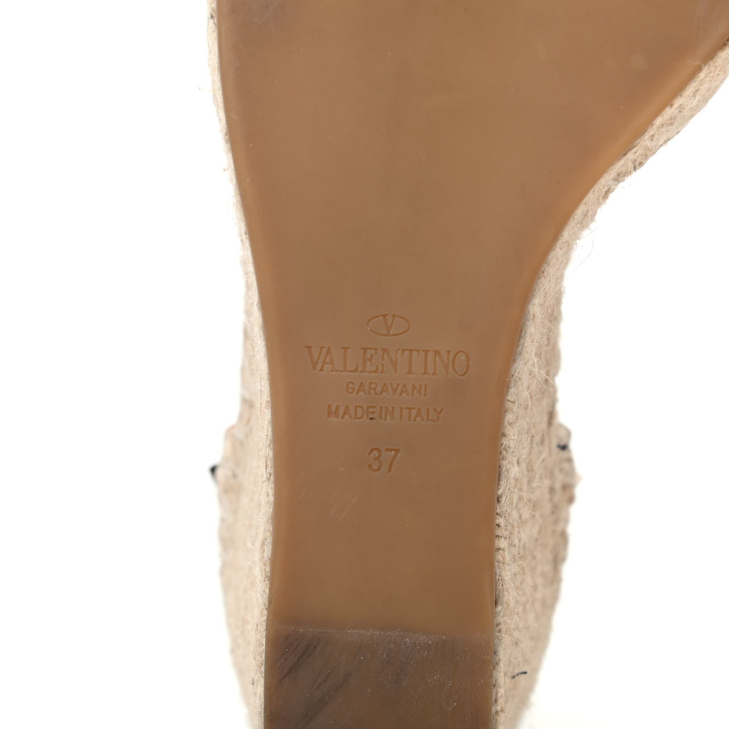 Valentino Garavani Grained Calfskin Rockstud Ankle Wrap Espadrille 15/85mm Wedges 37 Light Ivory 7 of 9
