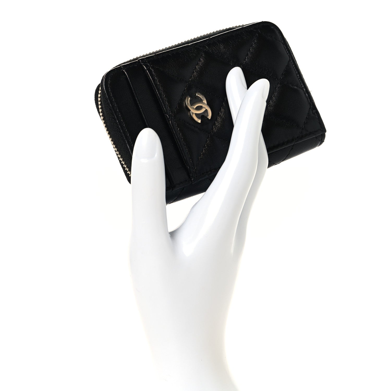 Chanel Caviar Quilted Zip Card Holder Black 2 of 8