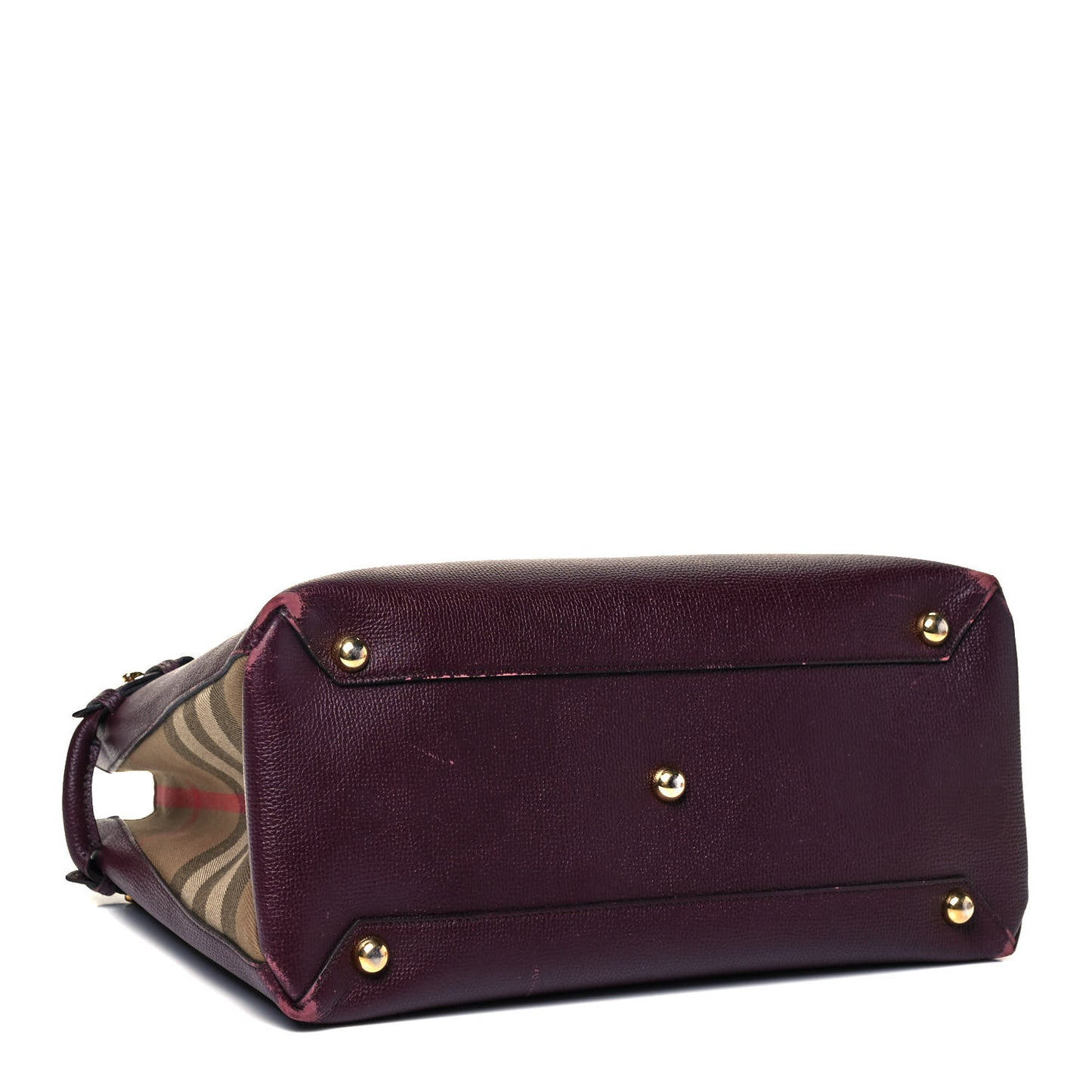 Grainy Calfskin House Check Medium Banner Tote Elderberry