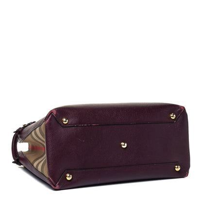 Burberry Grainy Calfskin House Check Medium Banner Tote Elderberry 4 of 15