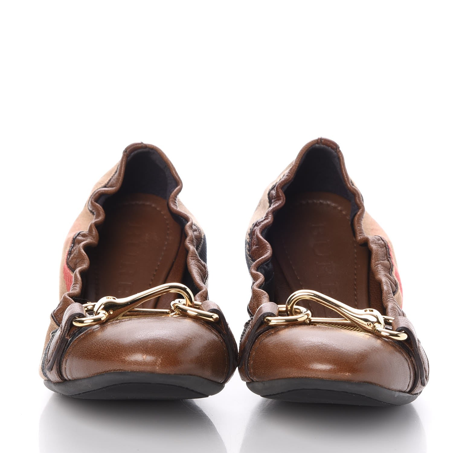 Burberry Heritage House Check Shipley Elastic Ballerina Flats 36 Brown 2 of 11