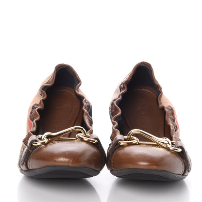 Burberry Heritage House Check Shipley Elastic Ballerina Flats 36 Brown 2 of 11