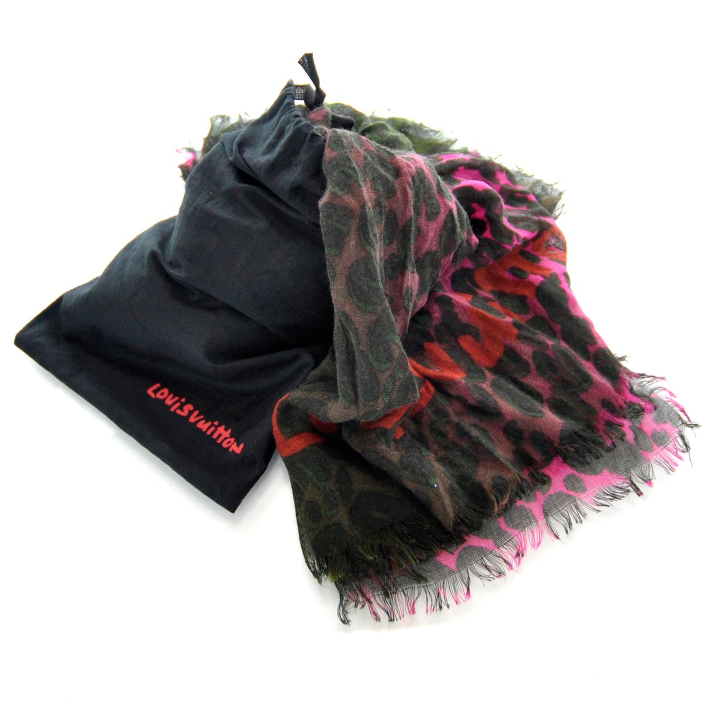 Cashmere Leopard Blurry Leo Stole Kaki