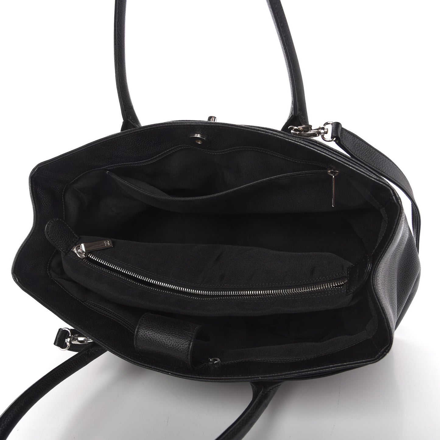Calfskin Cerf Executive Shopper Tote Black