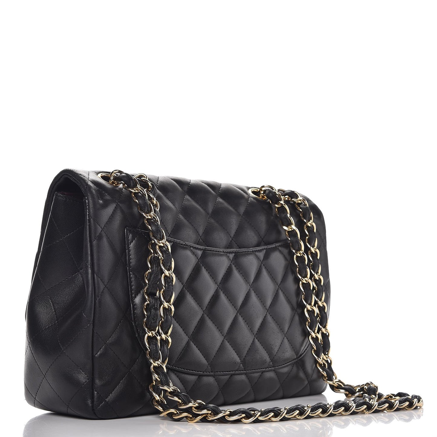 Lambskin Quilted Jumbo Single Flap Black