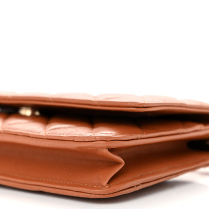 Chanel Lambskin Quilted Wallet On Chain WOC Camel 11 of 12