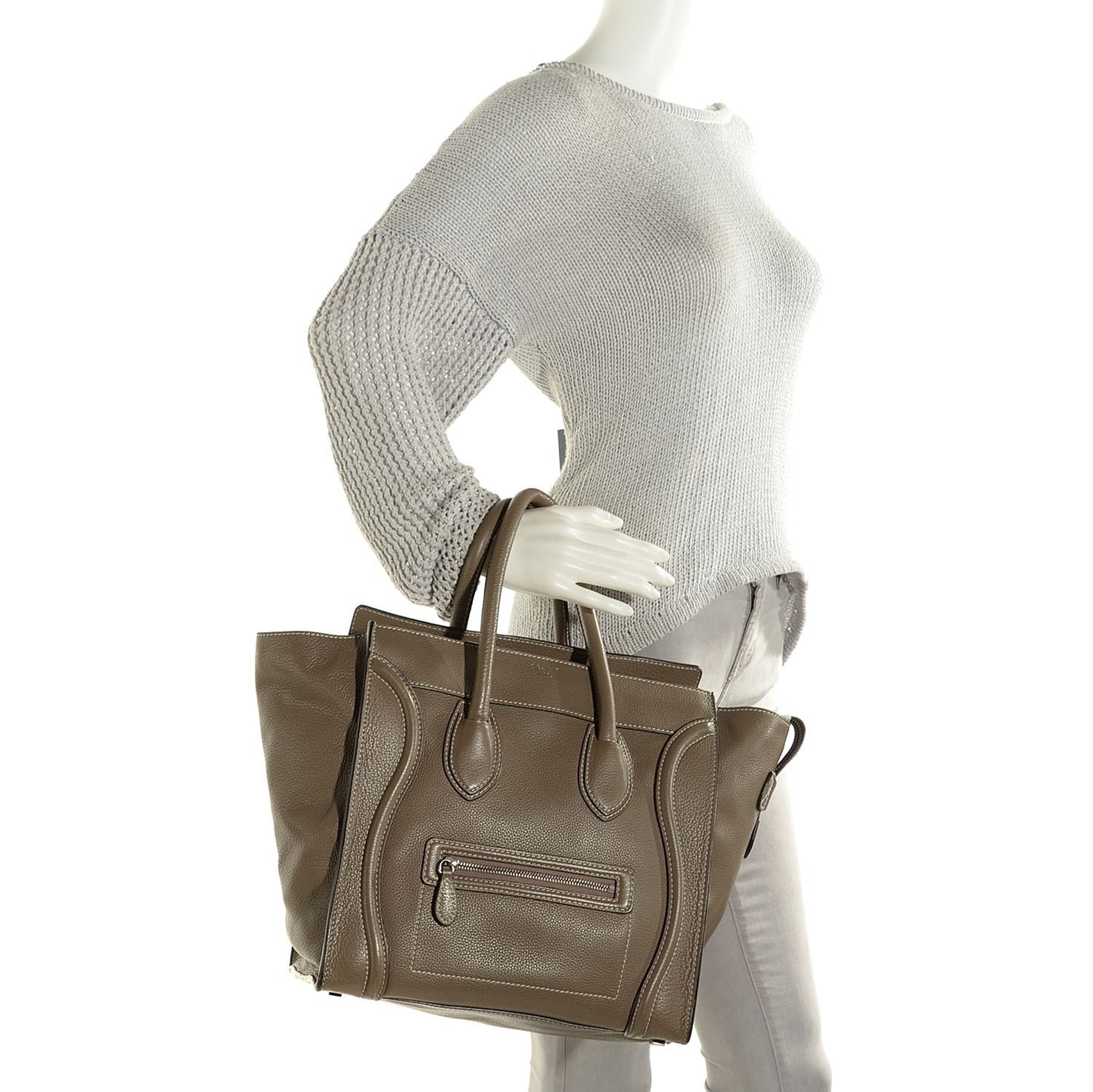 Drummed Calfskin Mini Luggage Souris