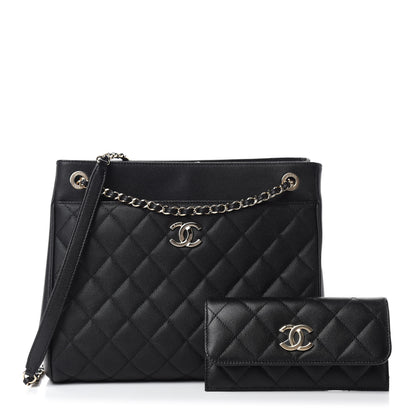 Chanel Caviar Quilted In Out Flap Shopping Tote Black 3 of 12