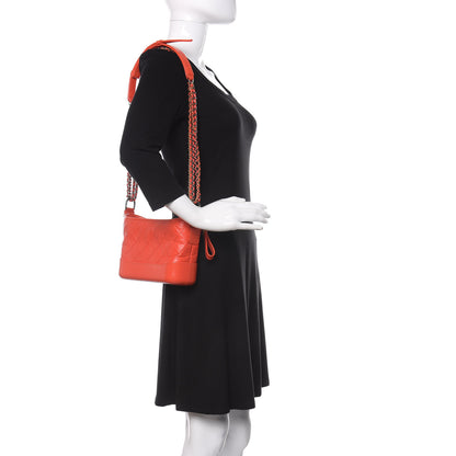 Chanel Aged Calfskin Quilted Small Gabrielle Hobo Red 2 of 9