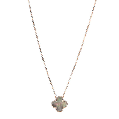 Van Cleef & Arpels 18K Rose Gold Gray Mother of Pearl Vintage Alhambra Pendant Necklace 1 of 7