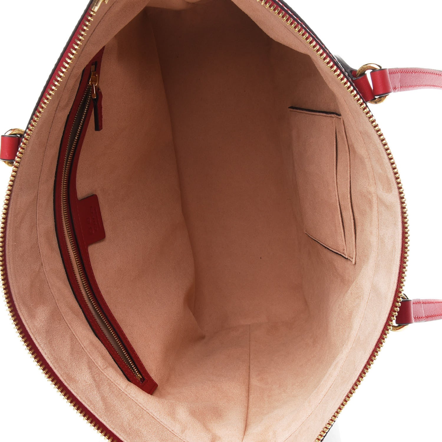 Gucci GG Supreme Monogram Blooms Medium Zippered Bucket Tote Beige Blue Navy Hibiscus Red 4 of 4