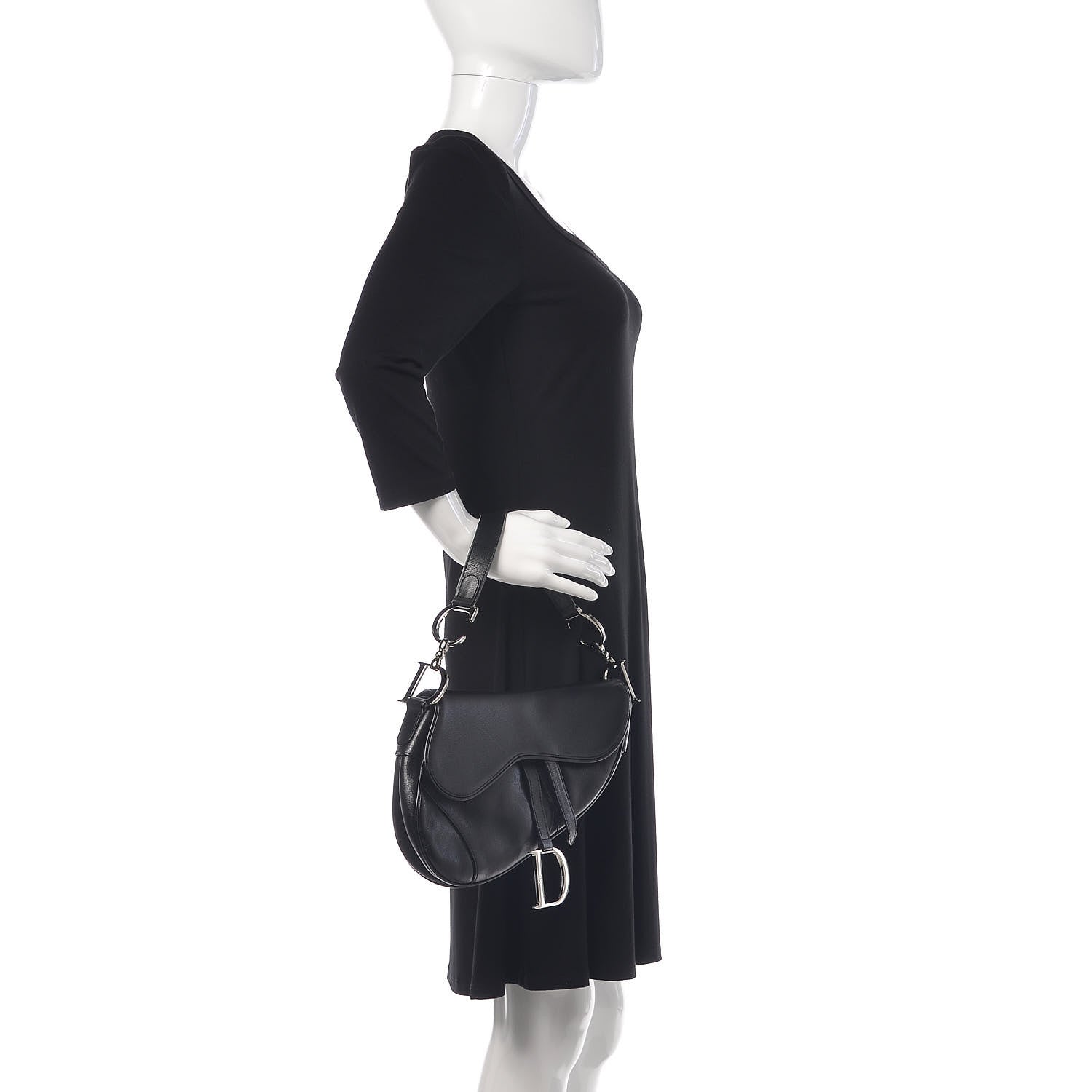 Christian Dior Calfskin Saddle Bag Black 2 of 8