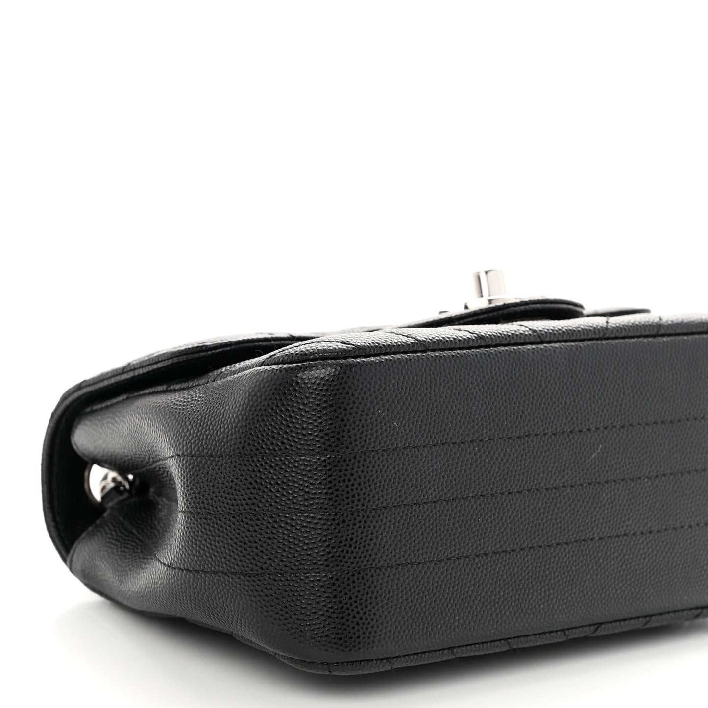 Caviar Chevron Quilted Mini Square Flap Black