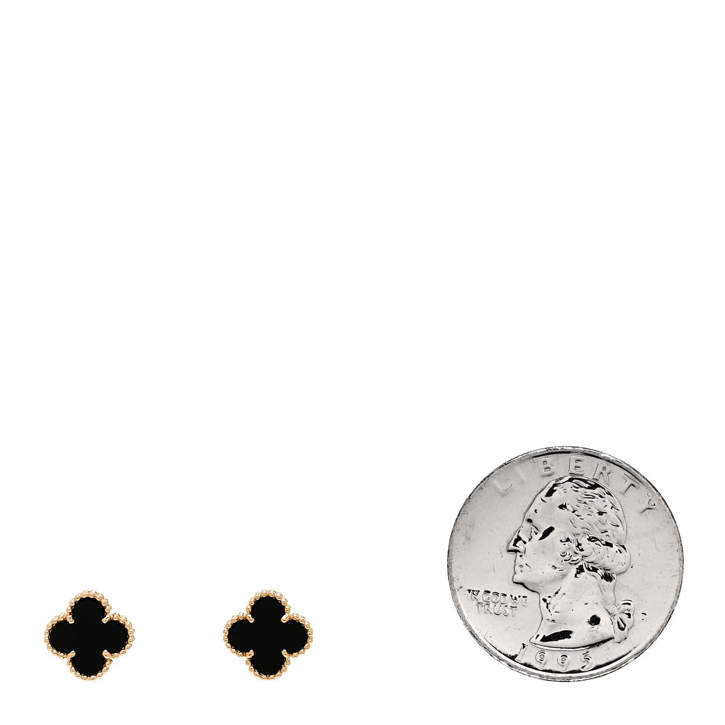 18K Yellow Gold Black Onyx Sweet Alhambra Earrings