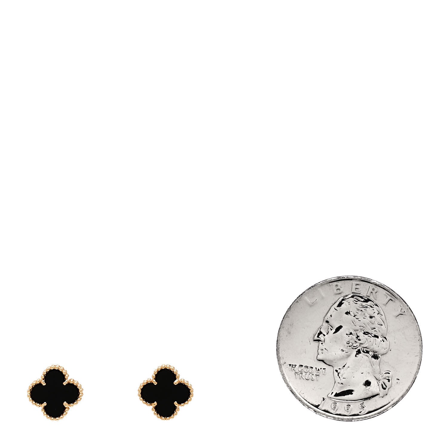 Van Cleef & Arpels 18K Yellow Gold Black Onyx Sweet Alhambra Earrings 2 of 4
