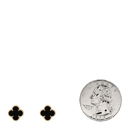 Van Cleef & Arpels 18K Yellow Gold Black Onyx Sweet Alhambra Earrings 2 of 4