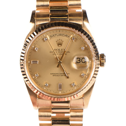 Rolex 18K Yellow Gold Diamond 36mm Oyster Perpetual Day-Date President Watch Champagne 18238 1 of 10