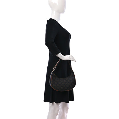 Celine Triomphe Canvas Calfskin Ava Shoulder Bag Tan 2 of 10