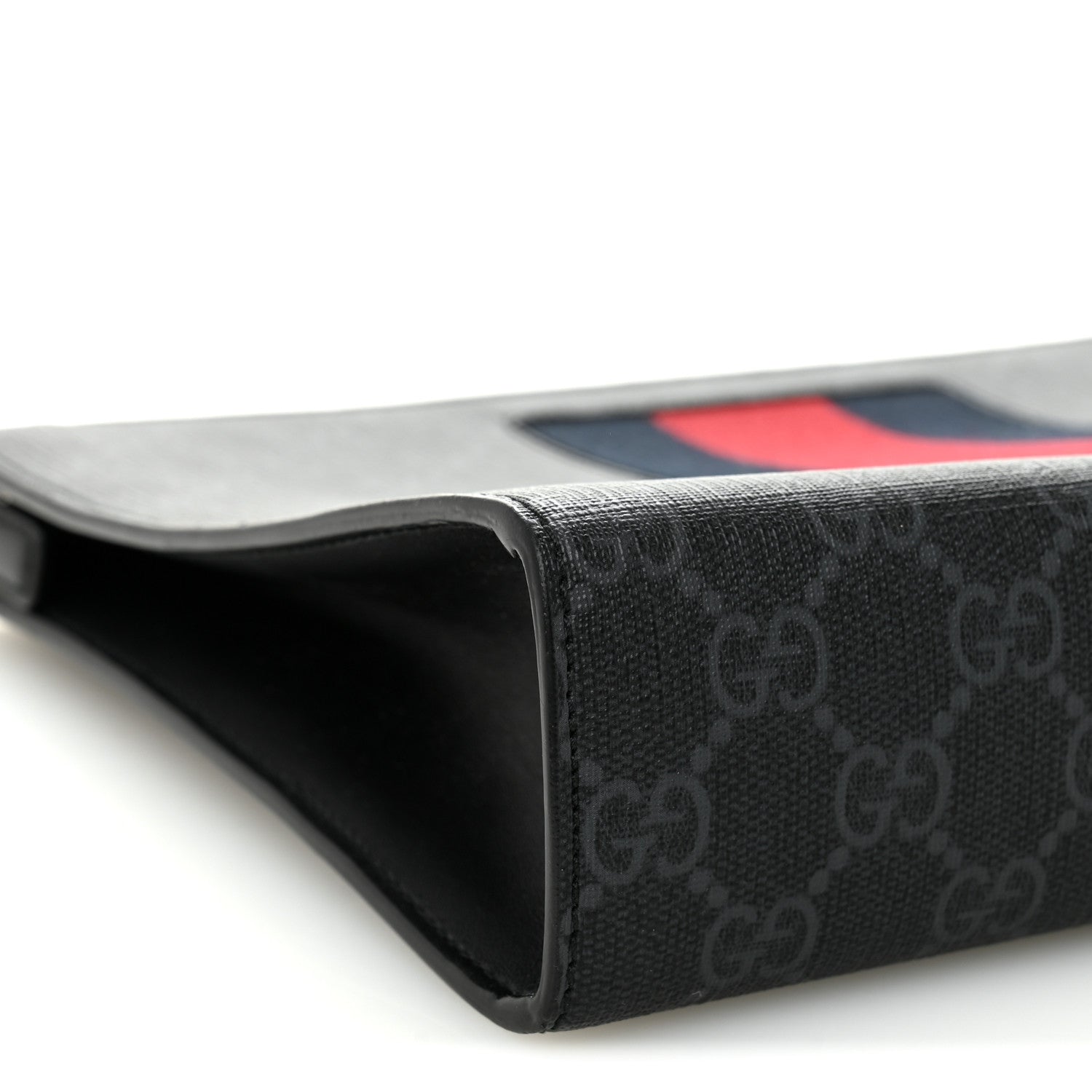 Gucci GG Supreme Monogram Selleria Calfskin Web New Web Cosmetic Case Black 9 of 10