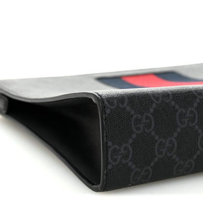 Gucci GG Supreme Monogram Selleria Calfskin Web New Web Cosmetic Case Black 9 of 10