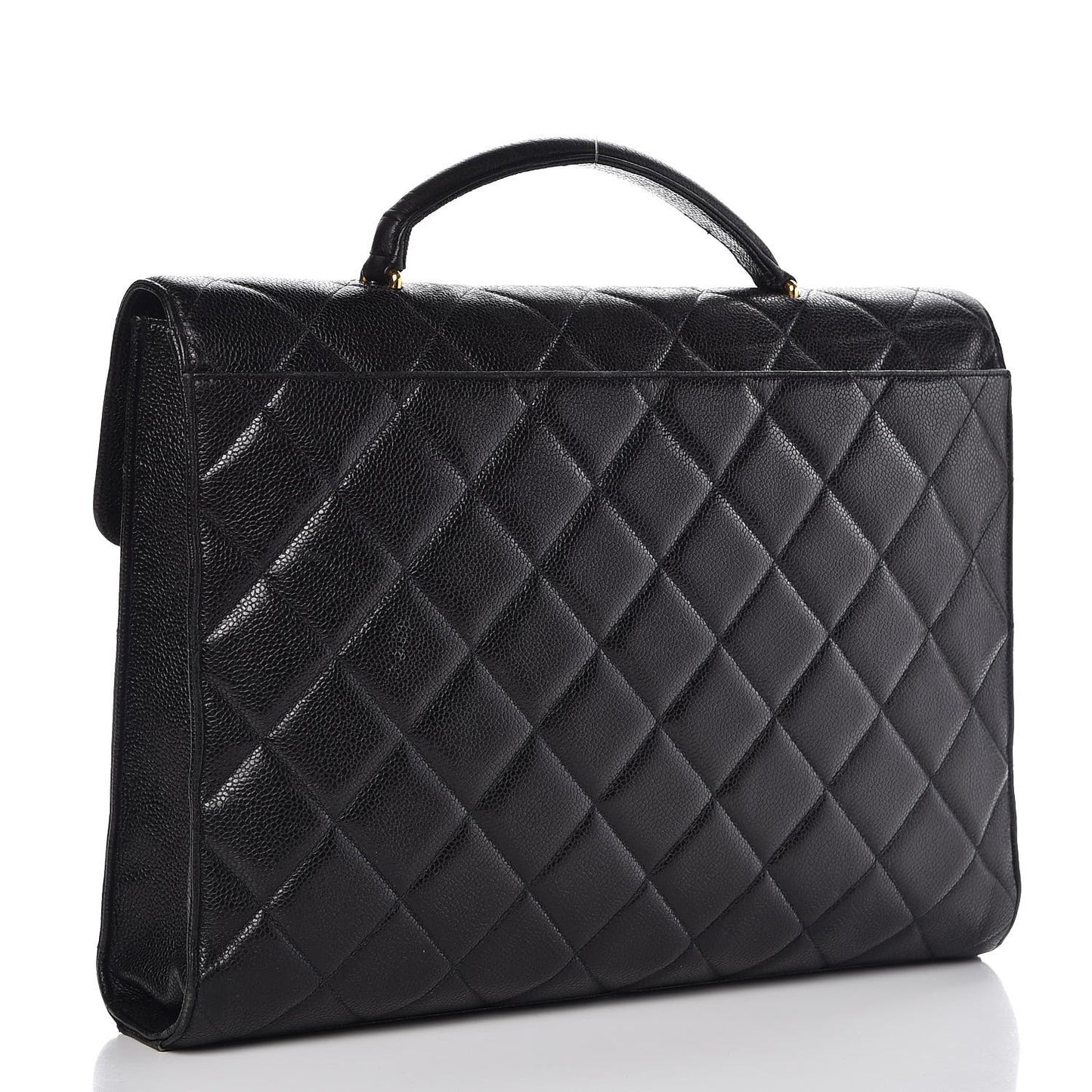 Caviar Quilted Briefcase Laptop Bag Black