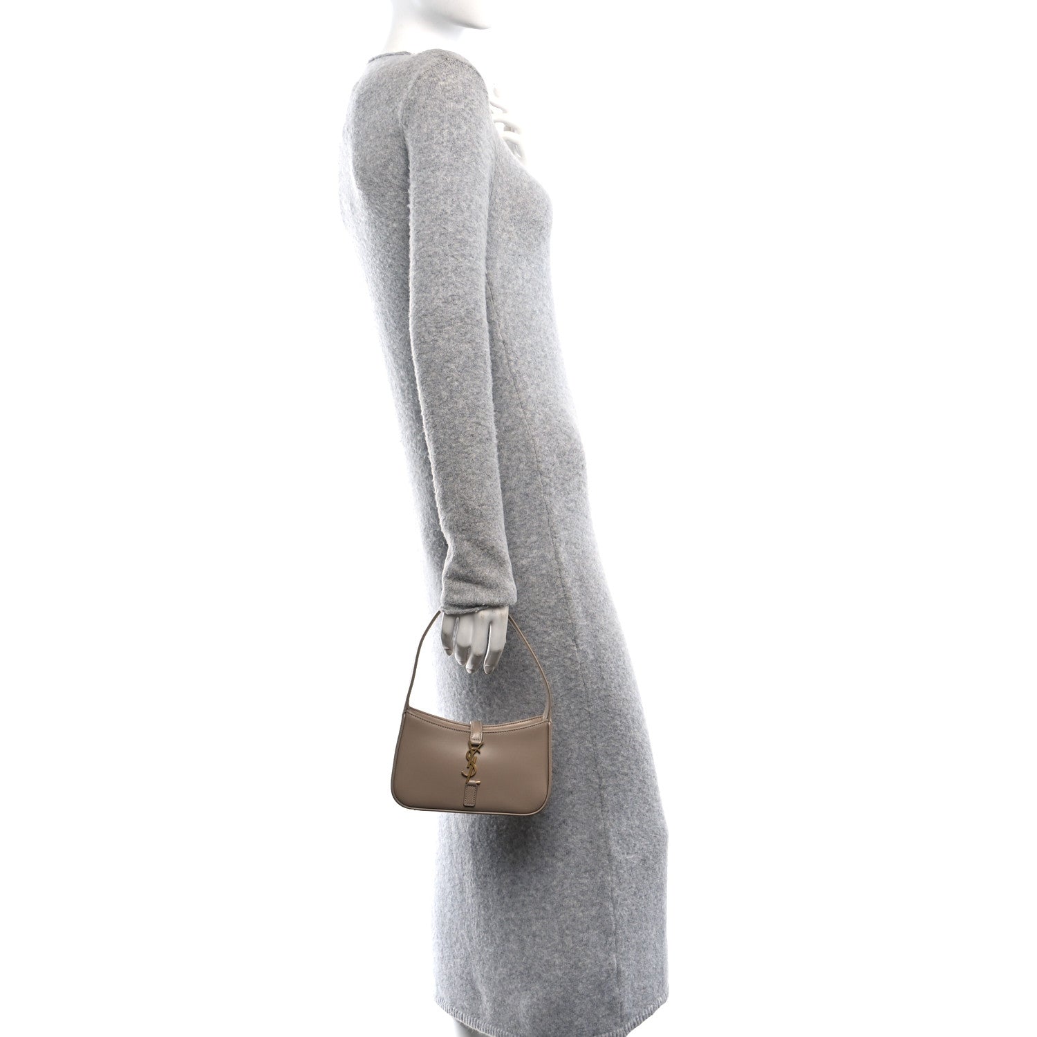 Saint Laurent Vegetable Le 5 A 7 Mini Hobo Dark Beige 2 of 10