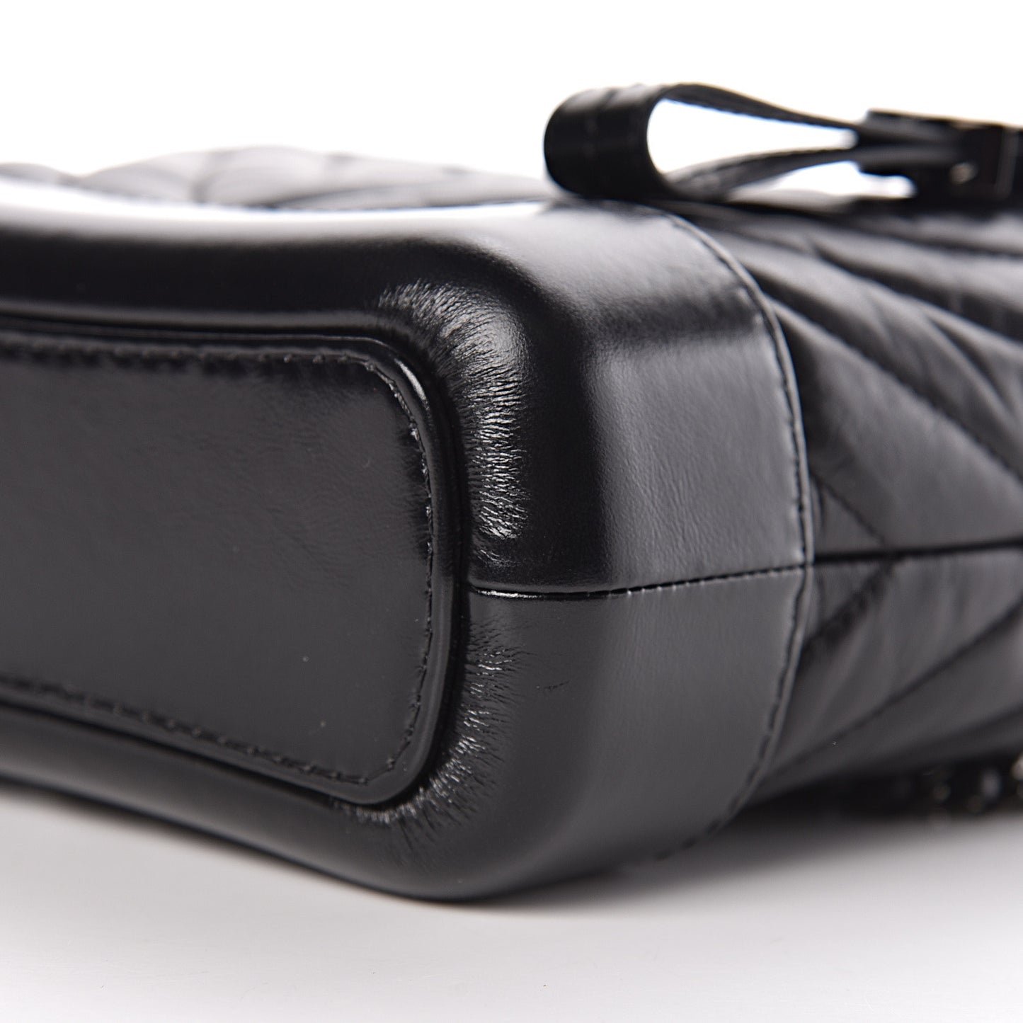 Aged Calfskin Chevron Quilted Small Gabrielle Hobo So Black