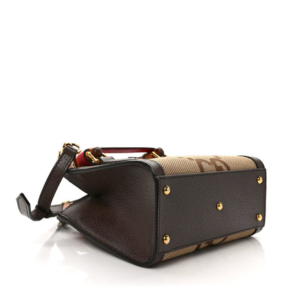 Gucci Monogram Jumbo GG Textured Dollar Calfskin Mini Diana Tote Bag Camel Ebony New Acero Pomegranate Red 4 of 9
