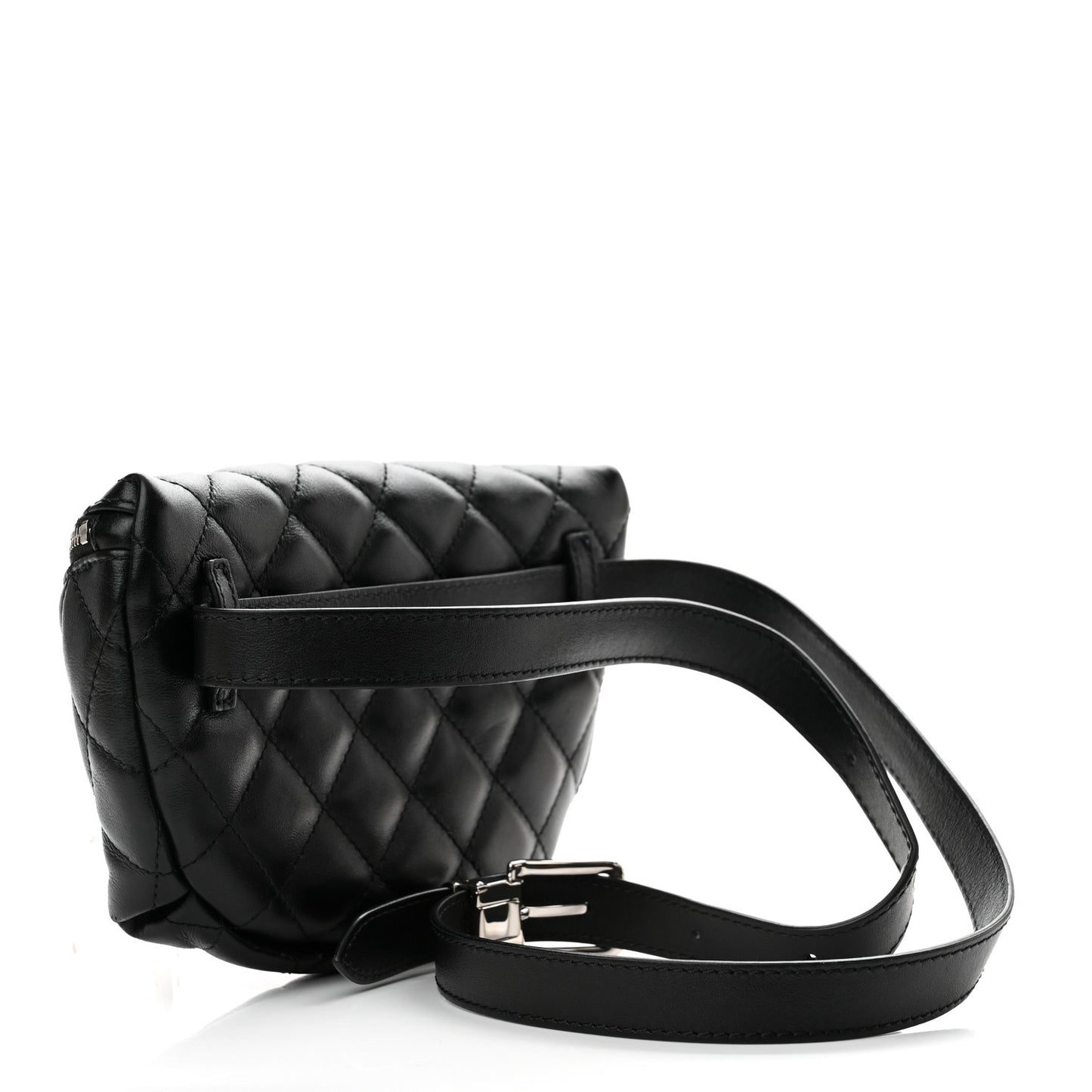 Calfskin Quilted Waist Belt Bag Black
