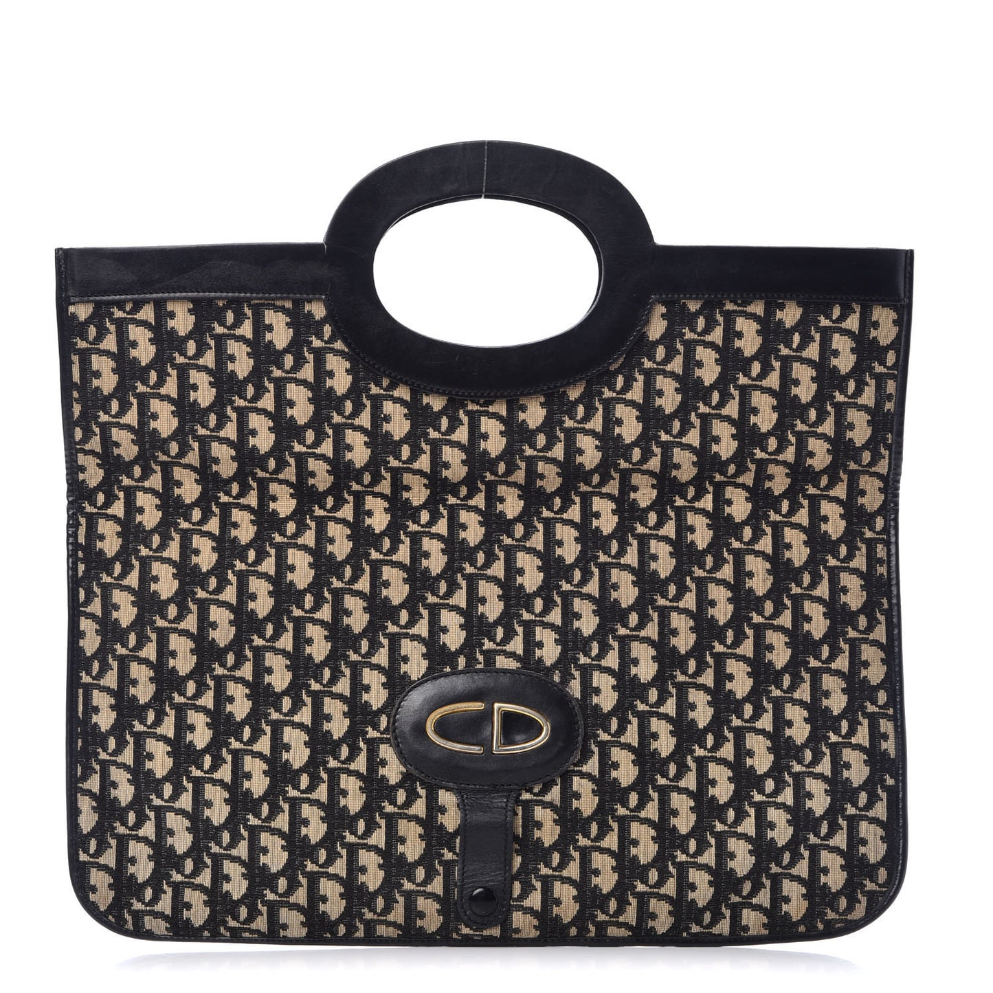 Monogram Fold Over Clutch Black