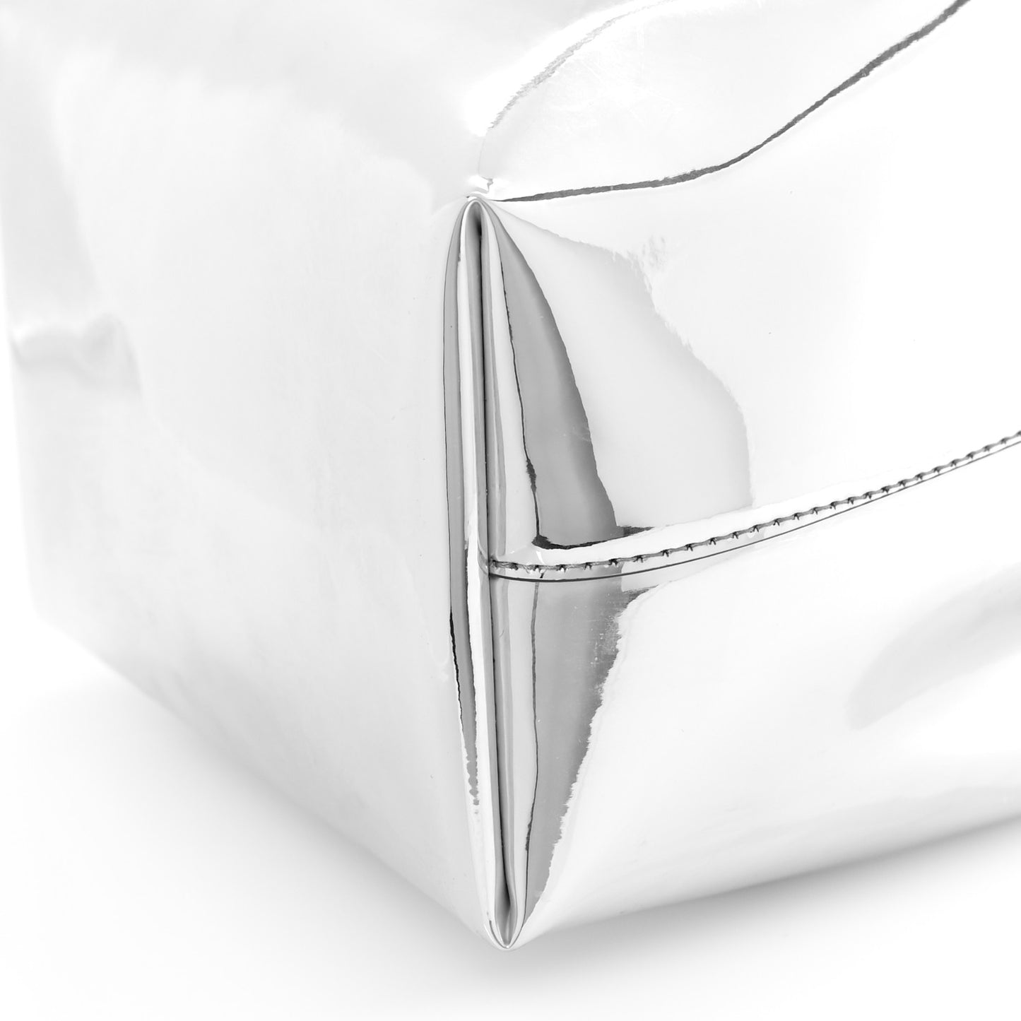 Metallic Patent Bon Bon Bag Silver