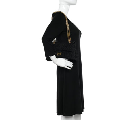 Balenciaga Metallic Tweed Boucle Quilted Small Crush Chain Bag Black 2 of 12