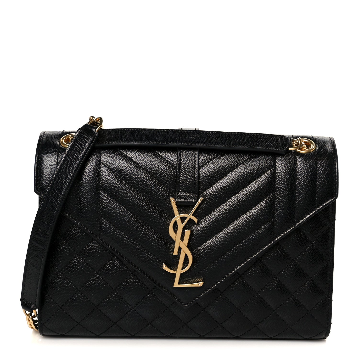 Saint Laurent Grain De Poudre Textured Mixed Matelasse Triquilt Medium Monogram Satchel Black 1 of 11