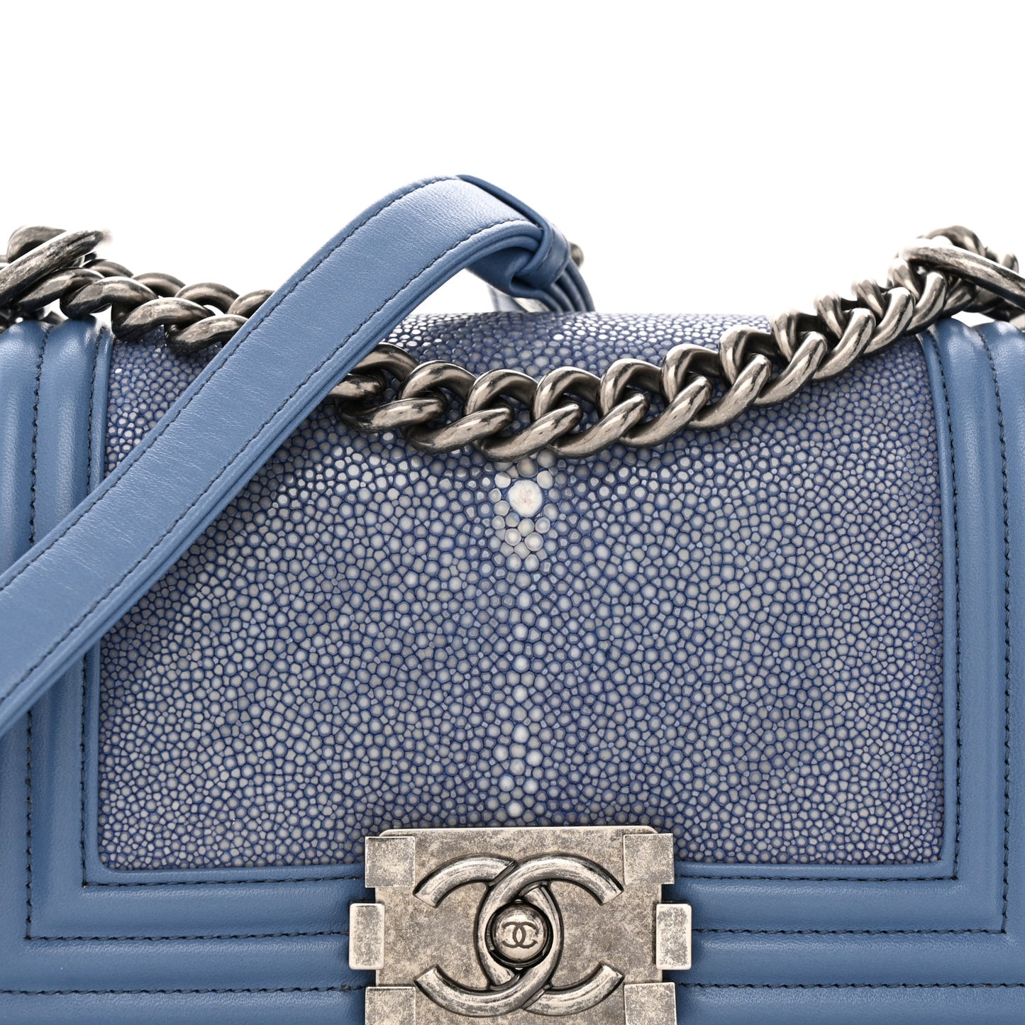 Galuchat Stingray Small Boy Flap Blue