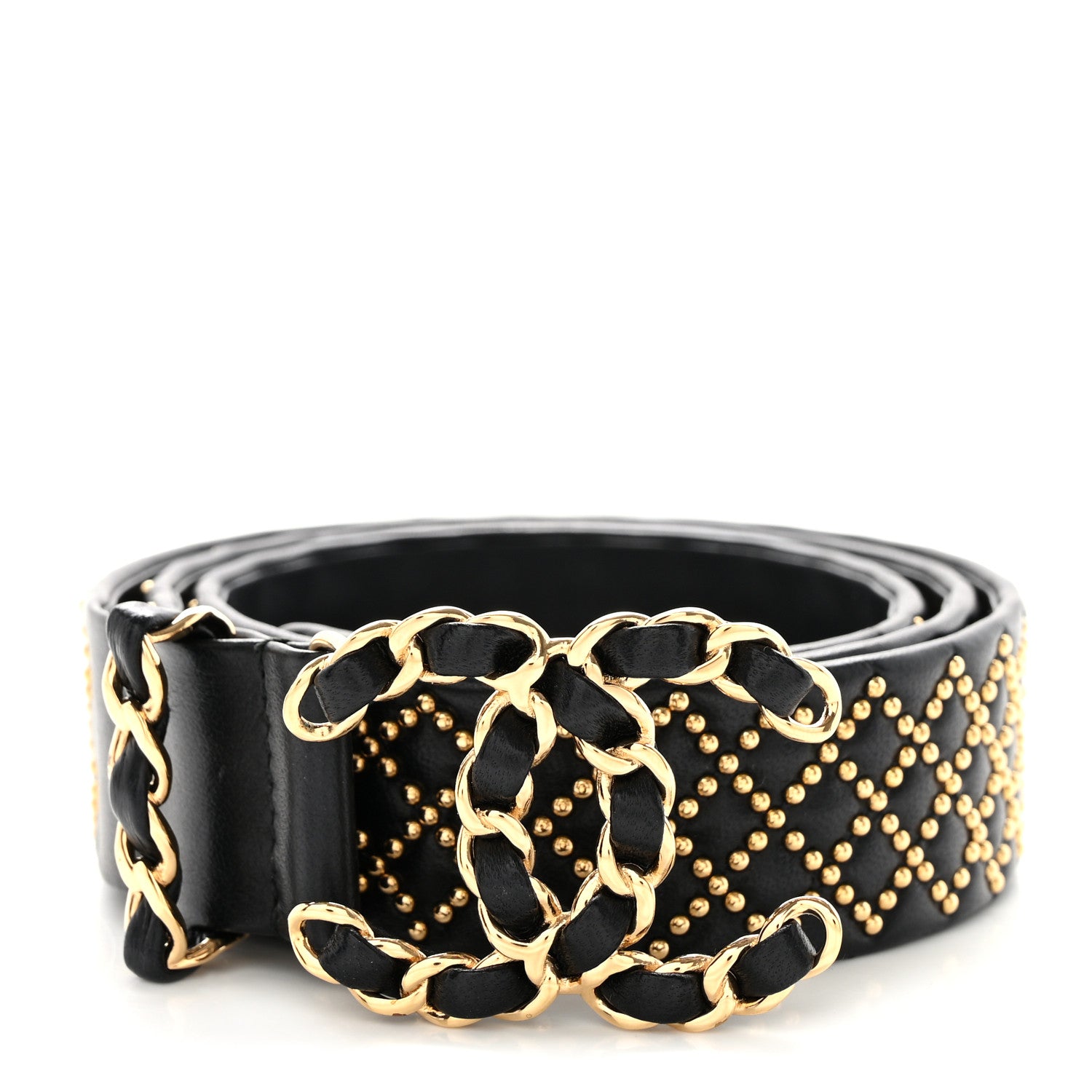 Chanel Lambskin Studded CC Chain Belt 80 32 Black 1 of 7