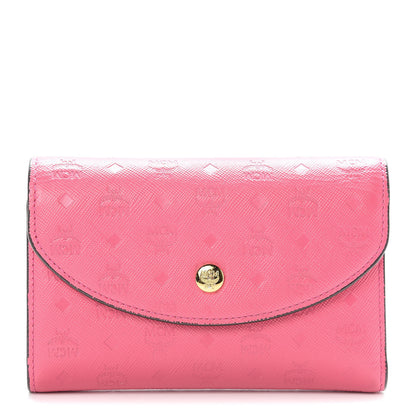 MCM Embossed Saffiano Tri-Fold Flap Wallet Pink 1 of 9