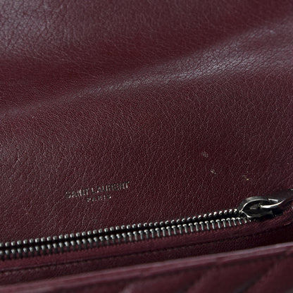 Saint Laurent Sheepskin Matelasse Chevron Monogram Medium College Bag Rouge Legion 6 of 10