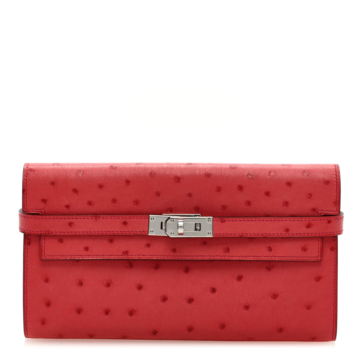 Ostrich Kelly Longue Wallet Rouge Vif