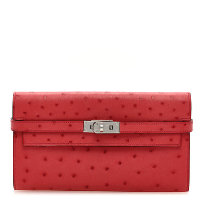 Hermes Ostrich Kelly Longue Wallet Rouge Vif 1 of 6