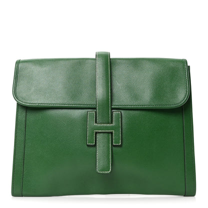 Hermes Courchevel Jige GM Clutch Vert Bengale 1 of 9