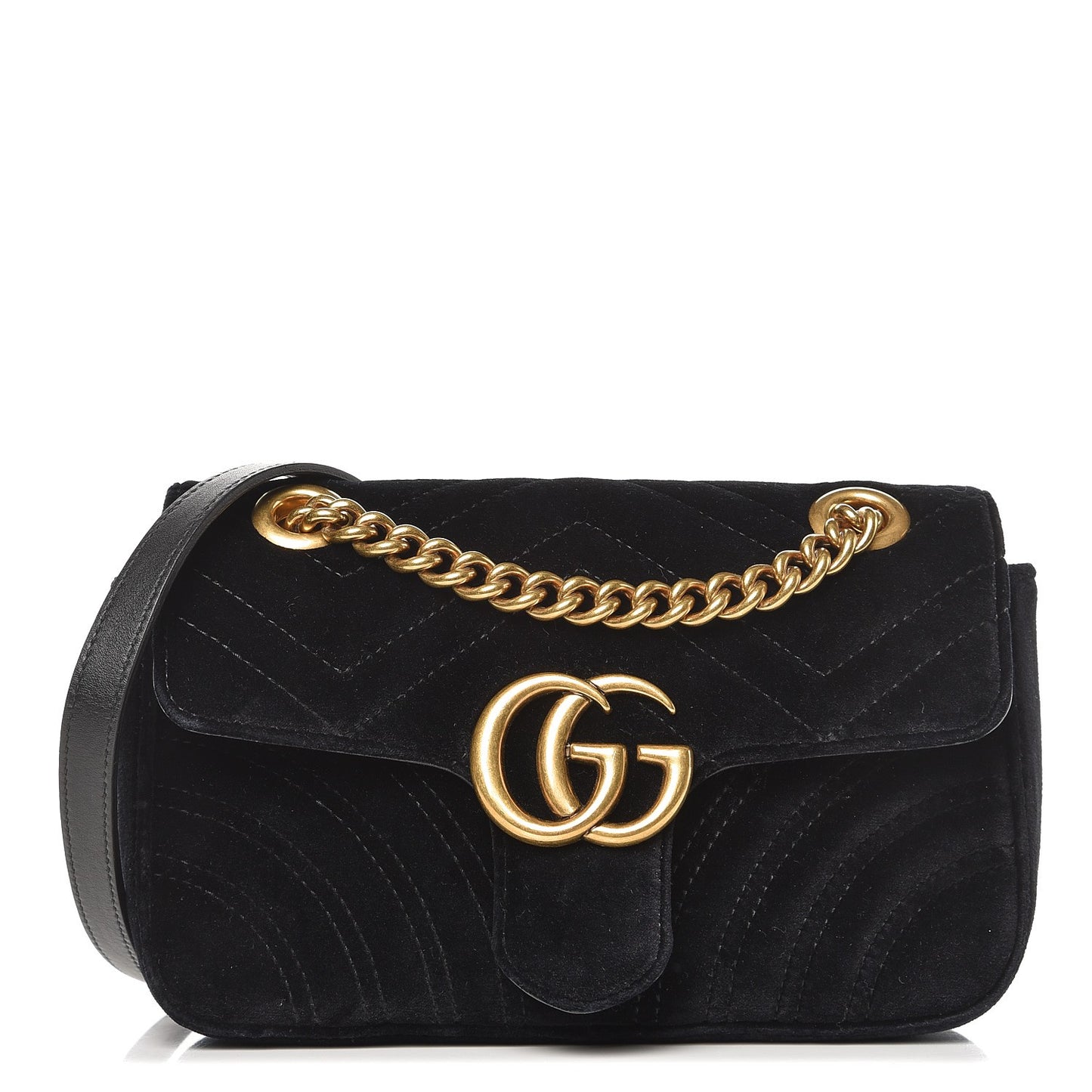 Velvet Matelasse Mini GG Marmont Shoulder Bag Black