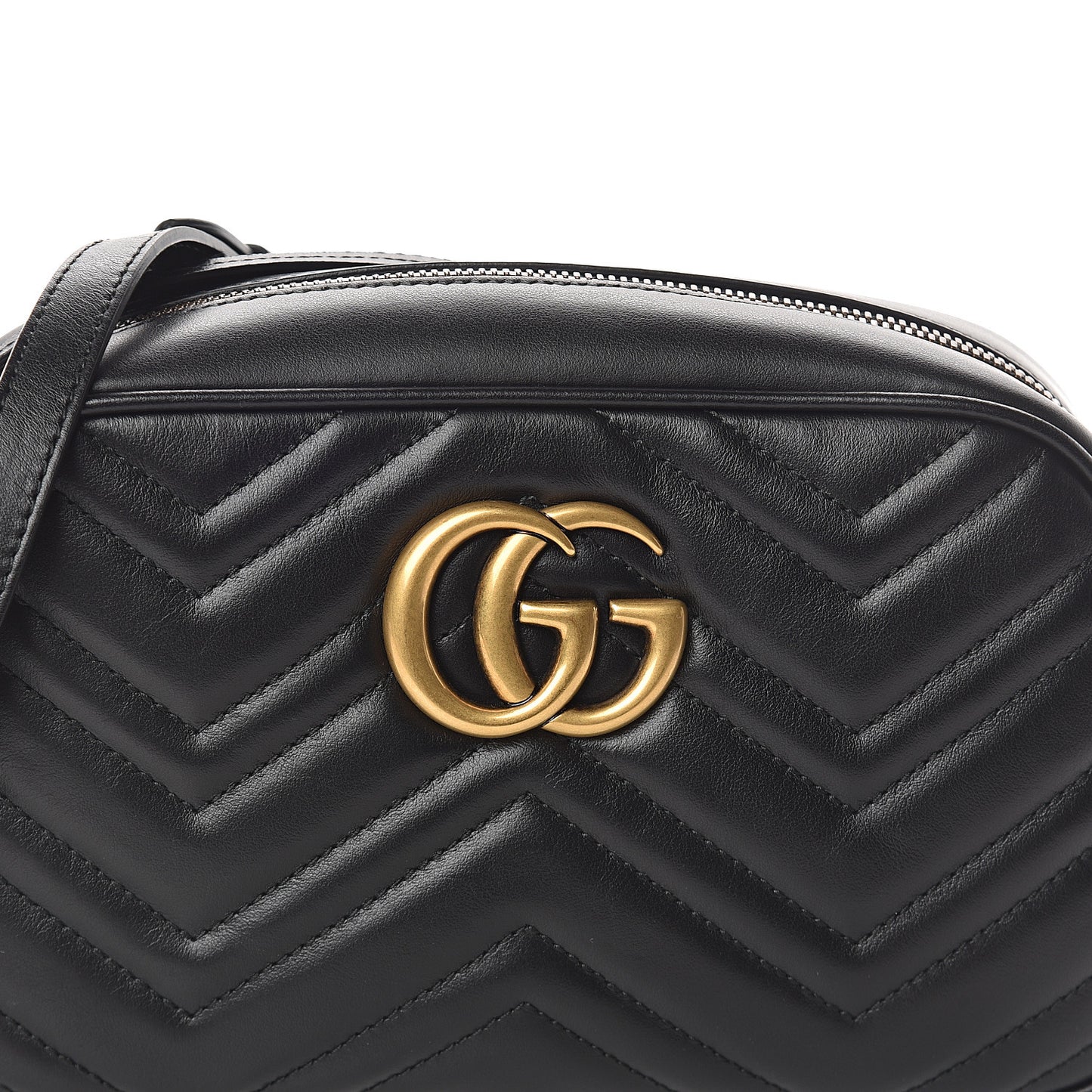Calfskin Matelasse Small GG Marmont Chain Shoulder Bag Black