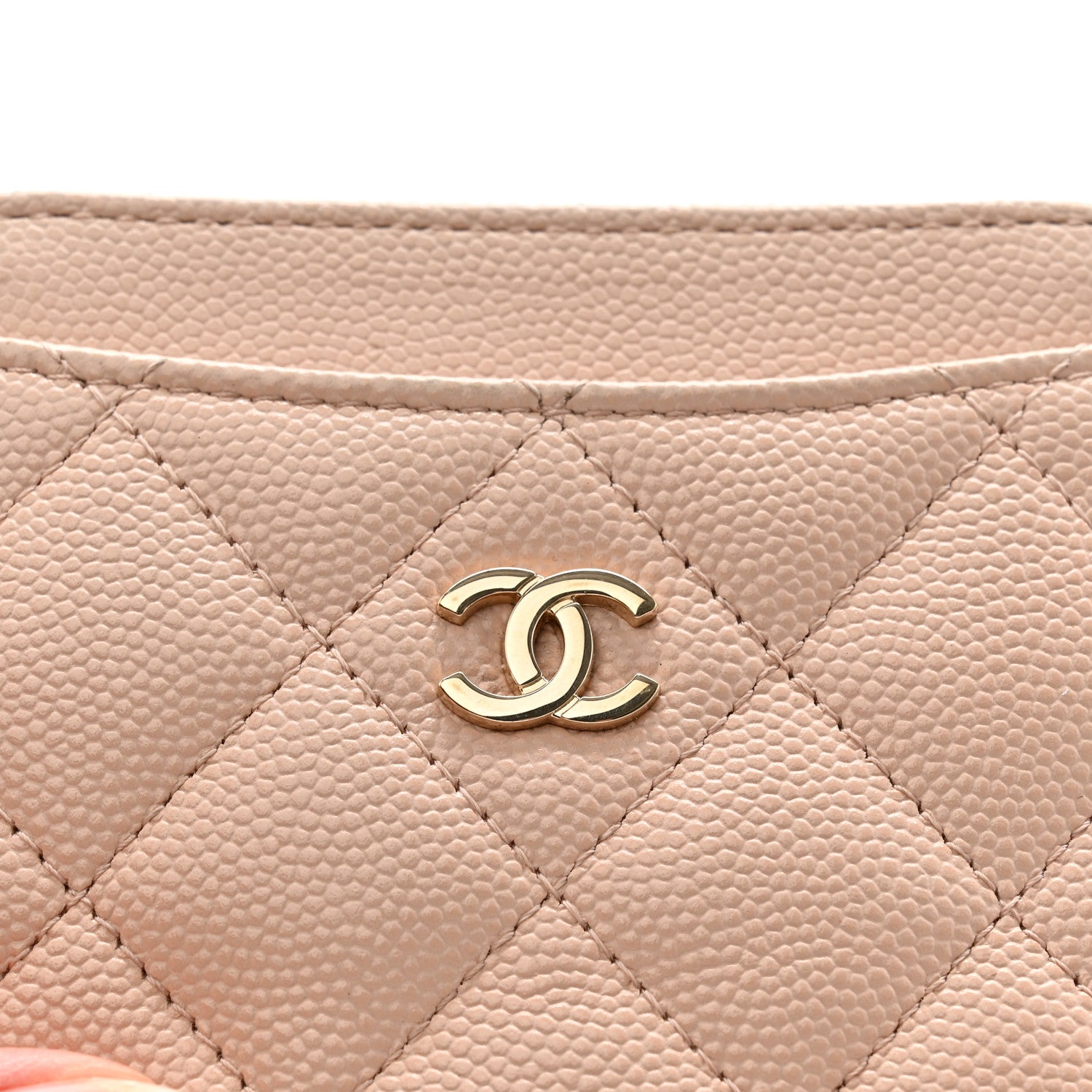 Chanel Caviar Quilted Zip Card Holder Wallet Light Beige 12 of 12